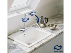 AICA Wasserhahn Faltbare 360° Drehbare Küchenarmatur 304 Edelstahl Hochdruckfest Mischbatterie Spültischarmatur Einhebelmischer
