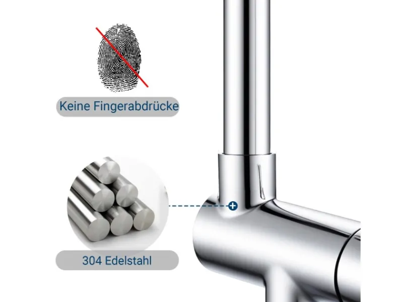 AICA Wasserhahn Faltbare 360° Drehbare Küchenarmatur 304 Edelstahl Hochdruckfest Mischbatterie Spültischarmatur Einhebelmischer