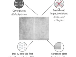 Allstar Schneidebretter|Küchenhelfer<Herdabdeckplatte für Glaskeramikkochfelder 30 cm x 52 cm 2 Stück Beton