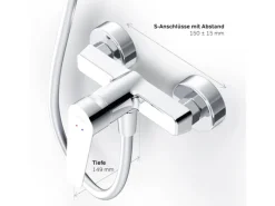 Outlet AM.PM Einhebel-Duscharmatur Hit Brausearmatur aus Messing, Brausebatterie Wasserhahn Bad FTA20000 Einhebelmischer