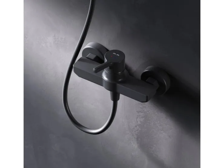 AM.PM Einhebel-Duscharmatur X-Joy S Brausearmatur aus Messing, Brausebatterie Wasserhahn Bad FXB20022 Schwarz