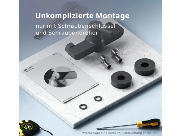 AM.PM Einhebel-Duscharmatur X-Joy S Brausearmatur aus Messing, Brausebatterie Wasserhahn Bad FXB20022 Schwarz