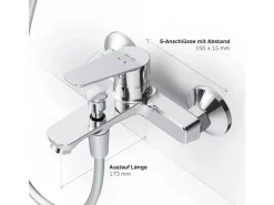 Outlet AM.PM Einhebel-Wannenarmatur / Brausearmatur,  Wasserhahn Bad, Wannenbatterie FTA10000 Hit Aufputz Chrom