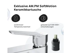 Outlet AM.PM Waschtischarmatur mit hohem Auslauf Hit Wasserhahn Bad aus Messing, Mischbatterie FTA92000 Chrom