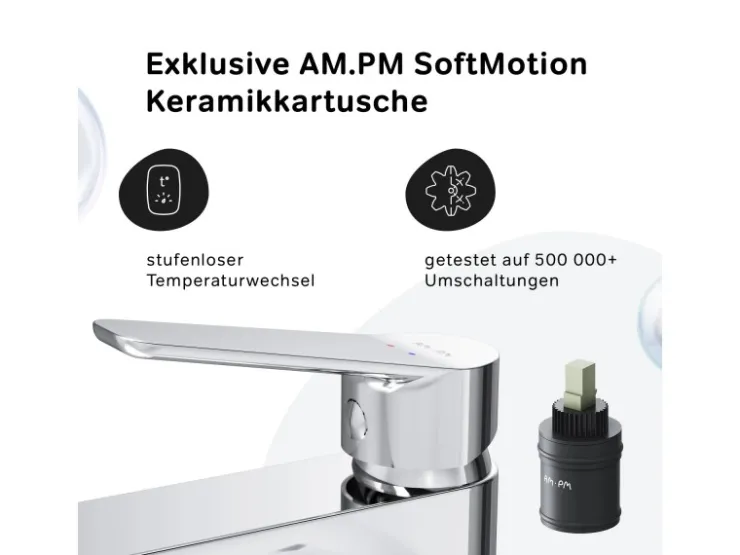 Outlet AM.PM Waschtischarmatur mit hohem Auslauf Hit Wasserhahn Bad aus Messing, Mischbatterie FTA92000 Chrom