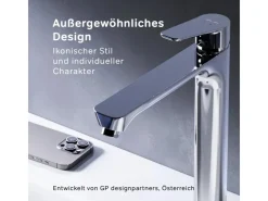 Outlet AM.PM Waschtischarmatur mit hohem Auslauf Hit Wasserhahn Bad aus Messing, Mischbatterie FTA92000 Chrom