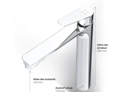 Outlet AM.PM Waschtischarmatur mit hohem Auslauf Hit Wasserhahn Bad aus Messing, Mischbatterie FTA92000 Chrom