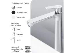 Outlet AM.PM Waschtischarmatur mit hohem Auslauf Hit Wasserhahn Bad aus Messing, Mischbatterie FTA92000 Chrom