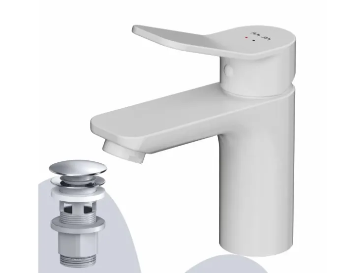 AM.PM Waschtischarmatur mit Klick-Ablaufgarnitur, Waschbecken Armatur, Mischbatterie FXA82133 X-Joy Wasserhahn Bad Weiß