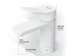 AM.PM Waschtischarmatur mit Klick-Ablaufgarnitur, Waschbecken Armatur, Mischbatterie FXA82133 X-Joy Wasserhahn Bad Weiß
