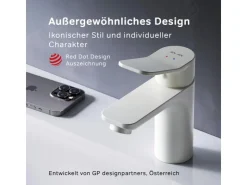 AM.PM Waschtischarmatur mit Klick-Ablaufgarnitur, Waschbecken Armatur, Mischbatterie FXA82133 X-Joy Wasserhahn Bad Weiß