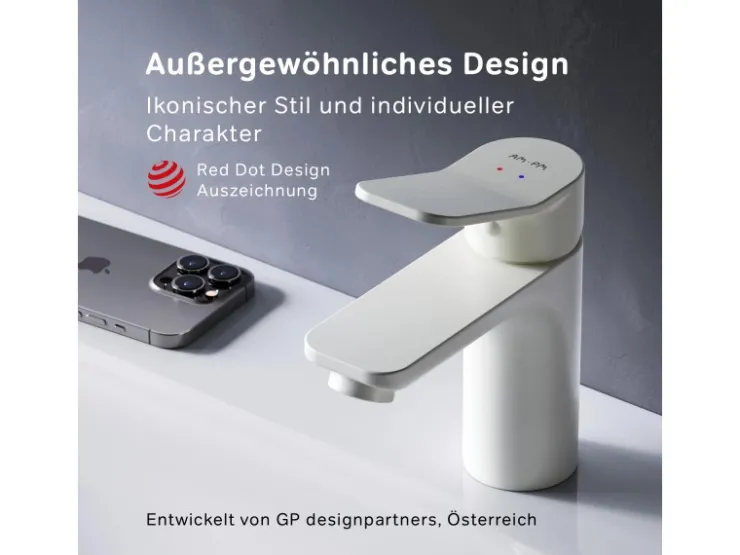 AM.PM Waschtischarmatur mit Klick-Ablaufgarnitur, Waschbecken Armatur, Mischbatterie FXA82133 X-Joy Wasserhahn Bad Weiß