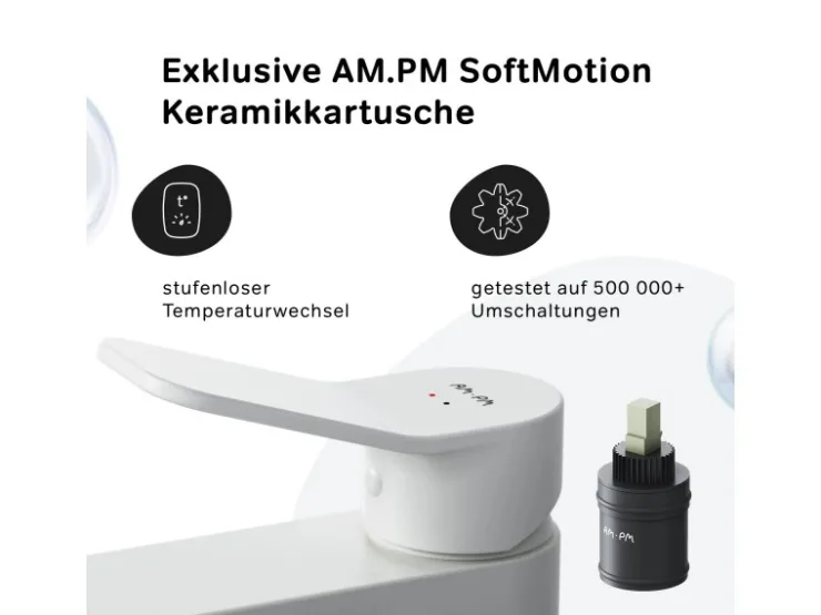 AM.PM Waschtischarmatur mit Klick-Ablaufgarnitur, Waschbecken Armatur, Mischbatterie FXA82133 X-Joy Wasserhahn Bad Weiß