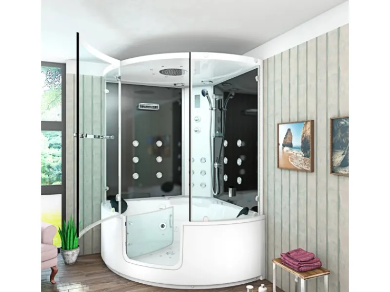 Outlet AquaVapore Dampfdusche Whirlpool Dusche Duschkabine K60-SW-EH 140x140cm Einhebelmischer