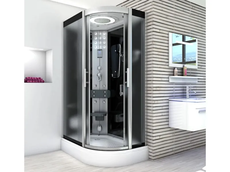 AquaVapore Dusche Duschkabine D60-73M2R-EC Duschtempel Sauna 80x120 cm Einhebelmischer