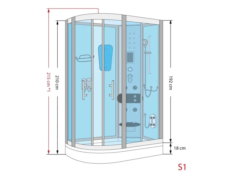 Best AquaVapore Dusche Duschkabine D60-70M2L-EC Duschtempel Sauna 120x80 cm Einhebelmischer