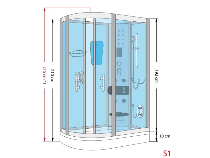 Clearance AcquaVapore AquaVapore Duschkabine Komplettdusche Fertigdusche Dusche D60-73M0L-EC 120x80 cm