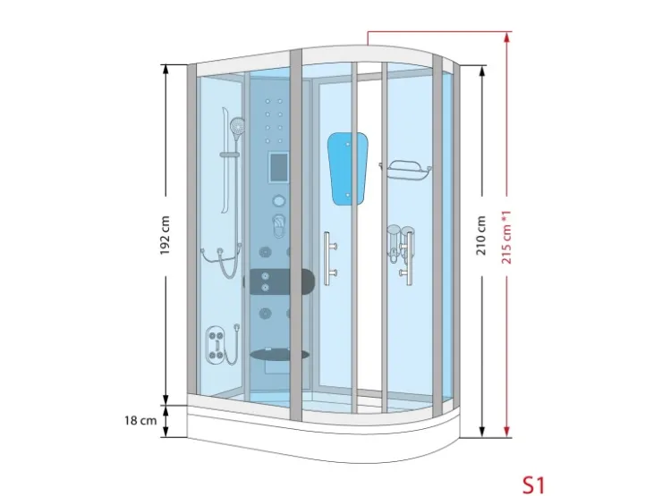 Outlet AcquaVapore AquaVapore Duschkabine Komplettdusche Fertigdusche Dusche D60-70M0R-EC 80x120 cm