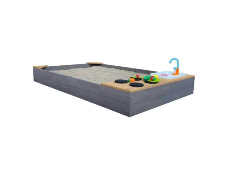 AXI Kochfelder<Sandkasten Kelly mit Spielküchenzeile Grau Braun 115 cm x 21,8 cm x 180 cm