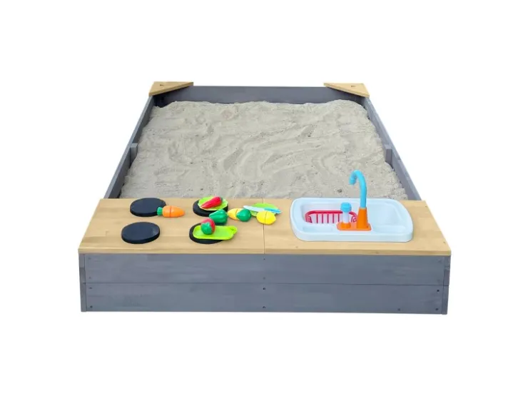 AXI Kochfelder<Sandkasten Kelly mit Spielküchenzeile Grau Braun 115 cm x 21,8 cm x 180 cm