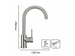Küchenarmatur KI-1832 Edelstahl Einhebelmischer