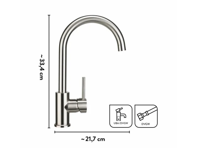 Küchenarmatur KI-1832 Edelstahl Einhebelmischer