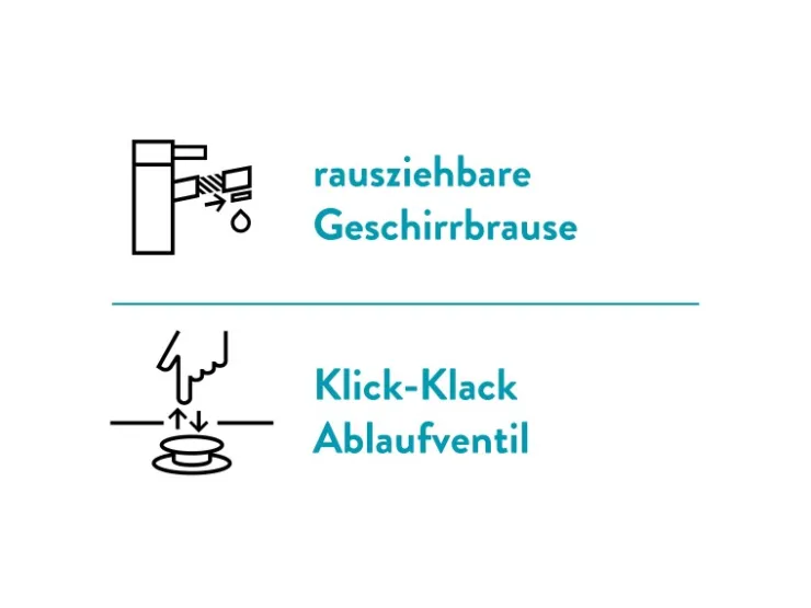 Online baliv Waschtischarmatur WT-680 mit Handbrause Einhebel Verchromt