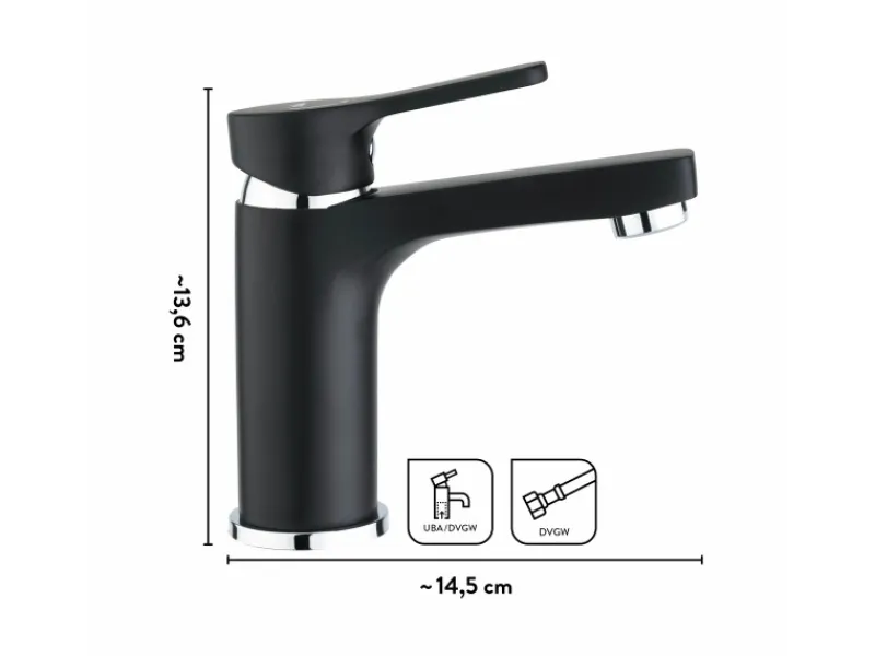 Discount Waschtischarmatur WT-5760 Schwarz Matt Einhebelmischer