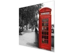 Banjado Herdabdeckungen|Schneidebretter<Herdabdeckplatte Glas 1 Teilig 60x52CM Schneidebrett Herdabdeckung Mit Motiv London Red Telephone