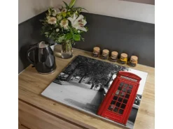 Banjado Herdabdeckungen|Schneidebretter<Herdabdeckplatte Glas 1 Teilig 60x52CM Schneidebrett Herdabdeckung Mit Motiv London Red Telephone