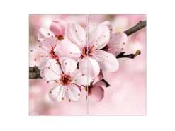 Banjado Herdabdeckungen|Schneidebretter<Herdabdeckplatte Glas 2 Teilig Je 30x52CM Schneidebrett Herdabdeckung Mit Motiv Japanische Kirsche