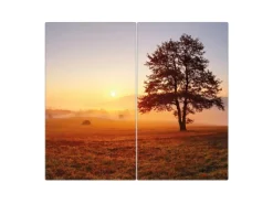 Outlet Herdabdeckplatte Glas 2 Teilig Je 30x52CM Schneidebrett Herdabdeckung Mit Motiv Sonnenaufgang Kochfelder|Herdabdeckungen