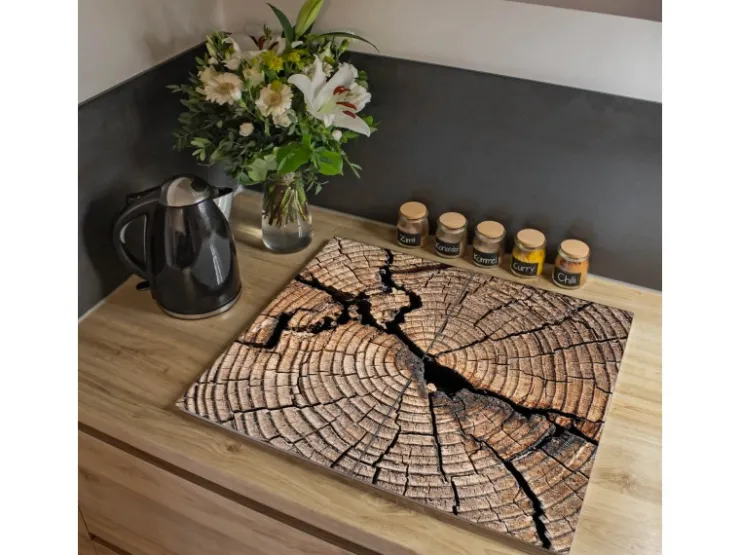 Banjado Kochfelder|Herdabdeckungen<Herdabdeckplatte Glas 2 Teilig Je 30x52CM Schneidebrett Herdabdeckung Mit Motiv Zeichen Der Zeit