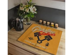 Outlet Banjado Herdabdeckplatte Glas 2 Teilig Je 30x52CM Schneidebrett Herdabdeckung Mit Motiv Gasoline Station