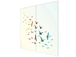 Sale Herdabdeckplatte Glas 2 Teilig Je 30x52CM Schneidebrett Herdabdeckung Mit Motiv Fliegende Vögel Kochfelder