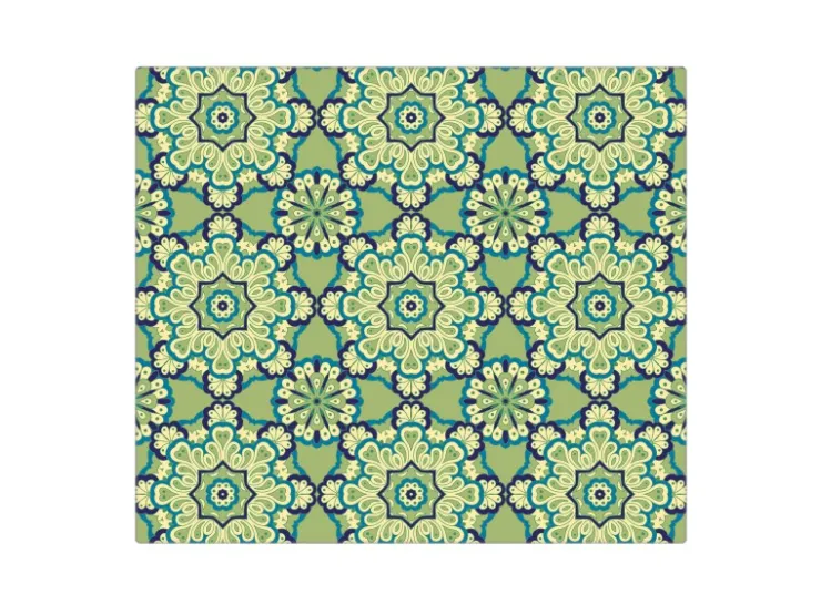 Banjado Kochfelder<Herdabdeckplatte Glas 1 Teilig 60x52CM Schneidebrett Herdabdeckung Mit Motiv Kaleidoscop Grün