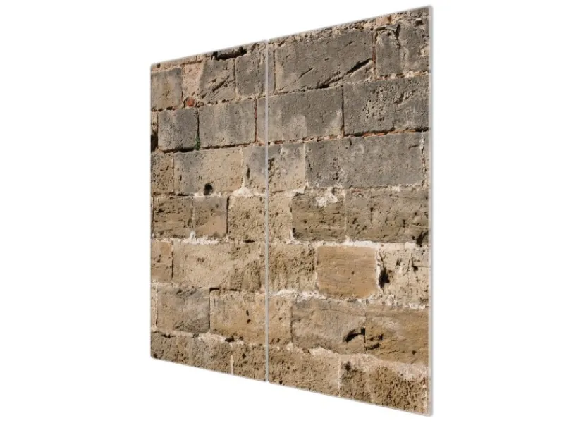 Sale Herdabdeckplatte Glas 2 Teilig Je 30x52CM Schneidebrett Herdabdeckung Mit Motiv Steinwand Antik Herde|Kochfelder