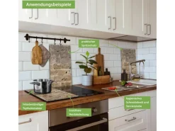 Sale Herdabdeckplatte Glas 2 Teilig Je 30x52CM Schneidebrett Herdabdeckung Mit Motiv Steinwand Antik Herde|Kochfelder