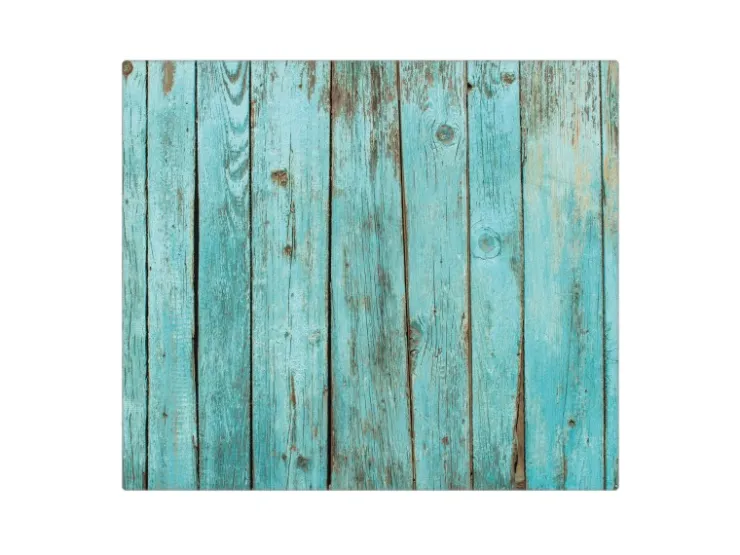 Outlet Banjado Herdabdeckplatte Glas 1 Teilig 60x52CM Schneidebrett Herdabdeckung Mit Motiv Blaues Holz