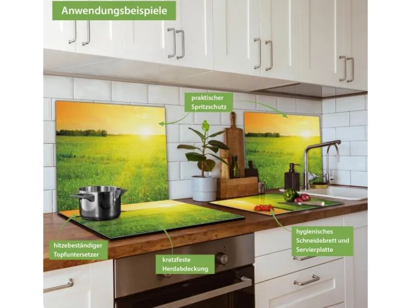Sale Herdabdeckplatte Glas 1 Teilig 60x52CM Schneidebrett Herdabdeckung Mit Motiv Guten Morgen 2 Herde|Kochfelder