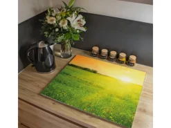 Sale Herdabdeckplatte Glas 1 Teilig 60x52CM Schneidebrett Herdabdeckung Mit Motiv Guten Morgen 2 Herde|Kochfelder