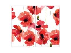 Sale Banjado Herdabdeckplatte Glas 2 Teilig Je 30x52CM Schneidebrett Herdabdeckung Mit Motiv Mohn Aquarell