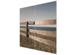 Outlet Herdabdeckplatte Glas 2 Teilig Je 30x52CM Schneidebrett Herdabdeckung Mit Motiv Zaun Am Meer Herde|Kochfelder