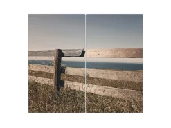 Outlet Herdabdeckplatte Glas 2 Teilig Je 30x52CM Schneidebrett Herdabdeckung Mit Motiv Zaun Am Meer Herde|Kochfelder