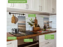 Outlet Herdabdeckplatte Glas 2 Teilig Je 30x52CM Schneidebrett Herdabdeckung Mit Motiv Zaun Am Meer Herde|Kochfelder