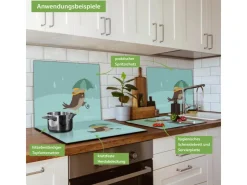 Sale Banjado Herdabdeckplatte Glas 1 Teilig 60x52CM Schneidebrett Herdabdeckung Mit Motiv Coloured Wood