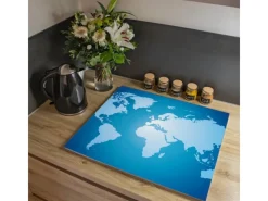 Sale Herdabdeckplatte Glas 1 Teilig 60x52CM Schneidebrett Herdabdeckung Mit Motiv Weltkarte Herde|Kochfelder
