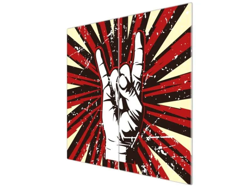 Sale Herdabdeckplatte Glas 2 Teilig Je 30x52CM Schneidebrett Herdabdeckung Mit Motiv Rock On Herde|Kochfelder