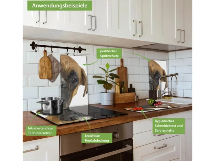 Online Banjado Herdabdeckplatte Glas 2 Teilig Je 30x52CM Schneidebrett Herdabdeckung Mit Motiv Maiskolben