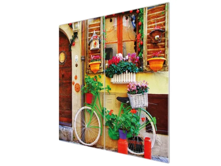 Banjado Herde|Herdabdeckungen<Herdabdeckplatte Glas 2 Teilig Je 30x52CM Schneidebrett Herdabdeckung Mit Motiv Grünes Fahrrad